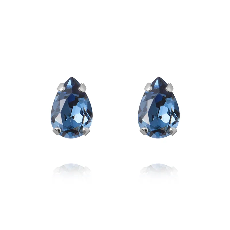 Caroline Svedbom - Petite Drop Stud Earrings Rhodium Denim Blue