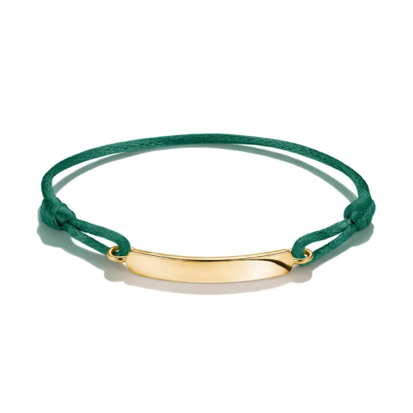 Engraveable Dark Green Textile Bracelet Gold - Thomas Sabo - Suuri valikoima & ilmainen lahjapaketointi - Nordic Spectra