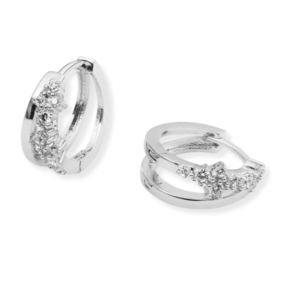 Whisper Hoops Örhängen i silverpläterad mässing med Cubic Zirconia