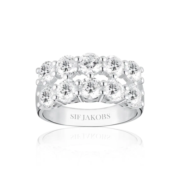 Sif Jakobs Belluno Due Ring i silver med gnistrande cubic zirconia-stenar