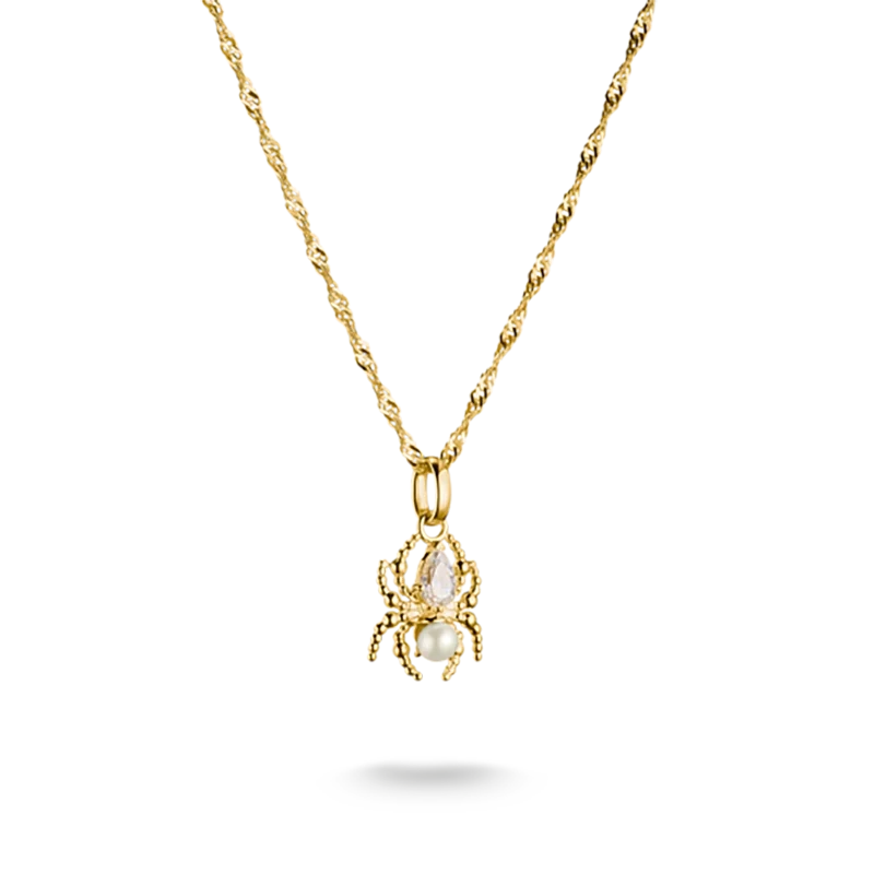Kette True Romance Spinne Perle 18k Vergoldung