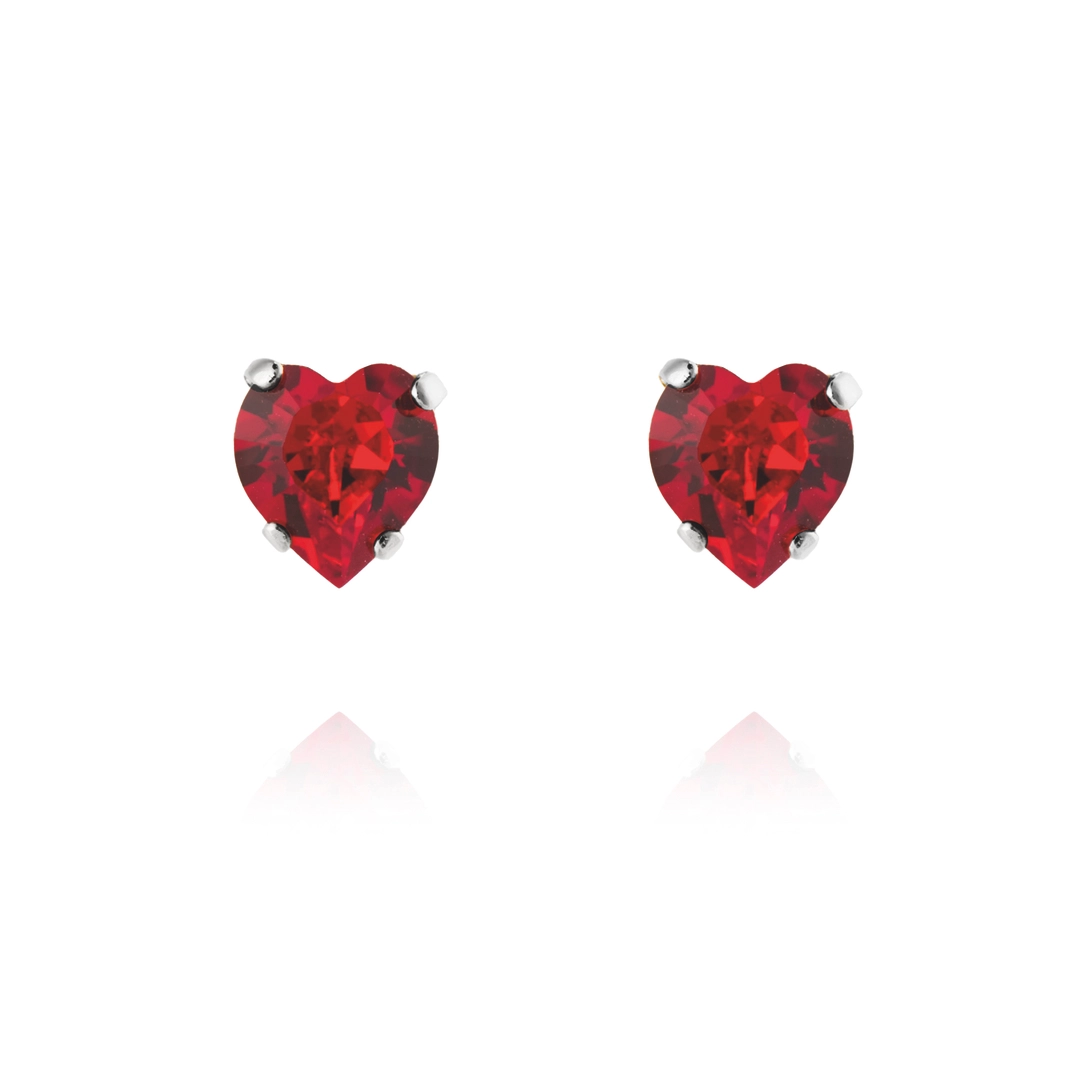 Caroline Svedbom - Heart Earrings Rhodium Light Siam 227