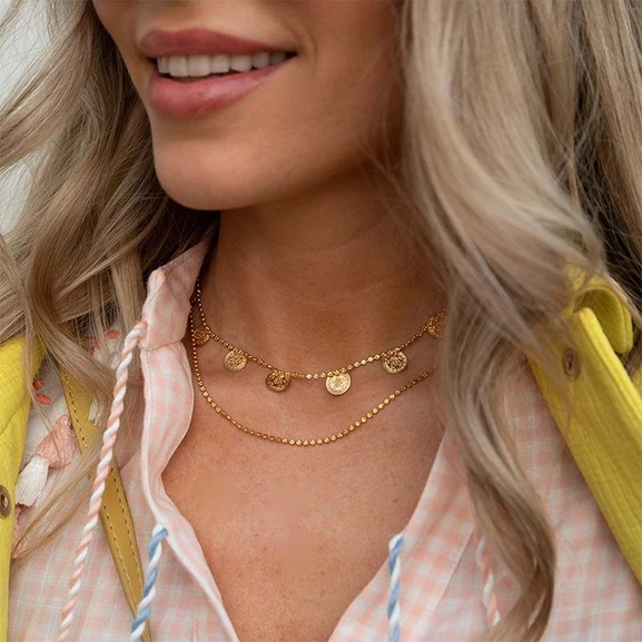 Multi Coin Necklace Gold Crystal - Caroline Svedbom - Snabb frakt & paketinslagning - Nordicspectra.se