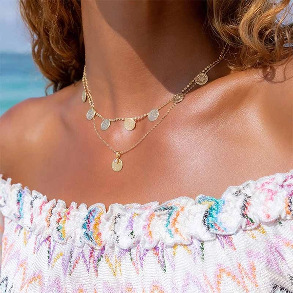 Multi Coin Necklace Gold Crystal - Caroline Svedbom - Snabb frakt & paketinslagning - Nordicspectra.se