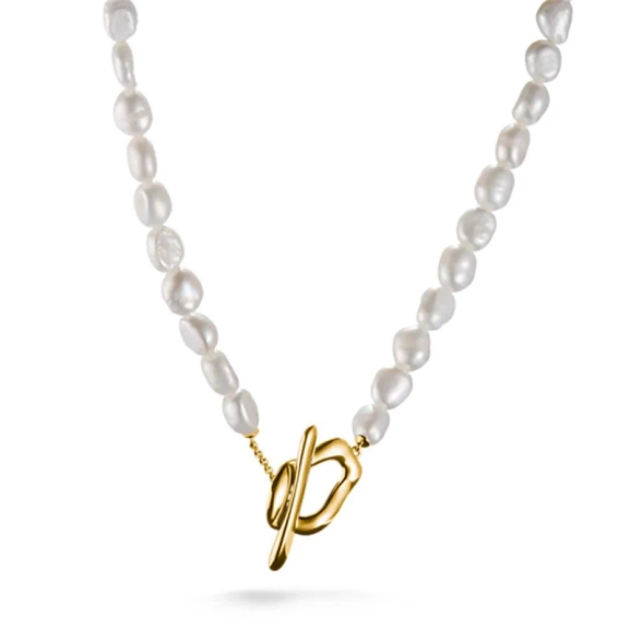 Thomas Sabo pärlhalsband med unika sötvattenspärlor och 18K guldpläterat silverlås