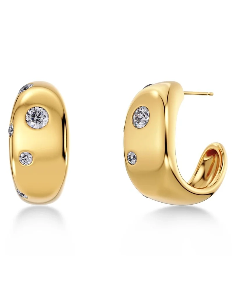 Guldpläterade statement-hoops med oregelbundna ytor och cubic zirconia-stenar