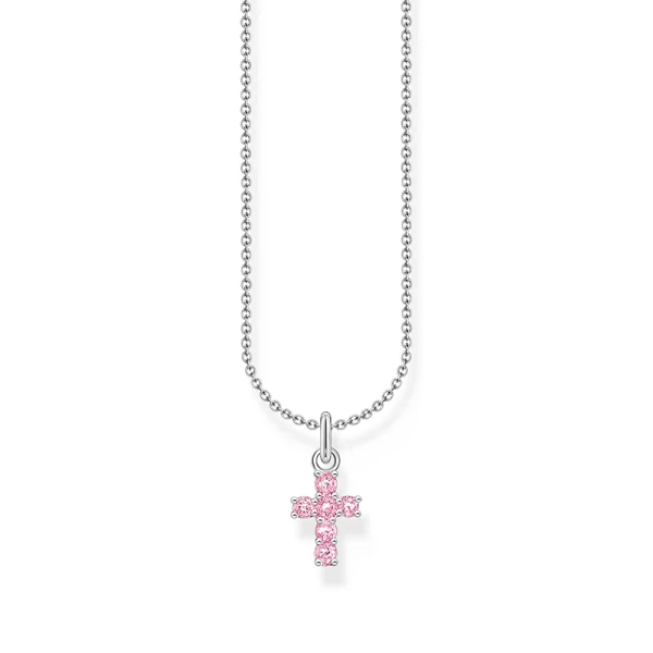 Kette mit rosafarbenem Kreuz-Anhänger Silber - Thomas Sabo - Nordic Spectra