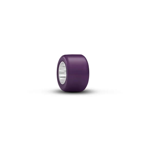 Lila Murano Mini Charm von Pandora aus Sterlingsilber mit abgerundetem lila Muranoglas