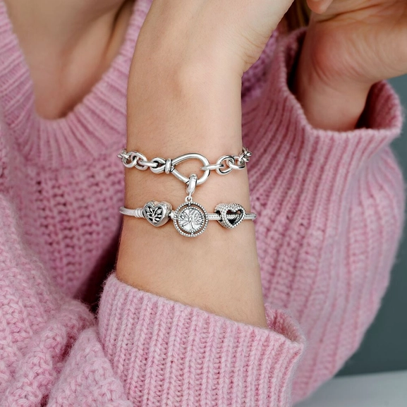 Stammbaum Schlangen-Gliederarmband mit Herzverschluss von PANDORA, Schneller Versand - Nordicspectra.de