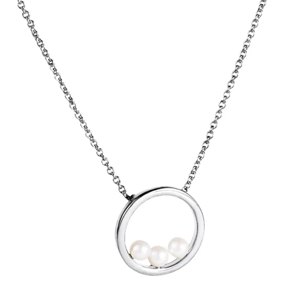 Little Roller Coaster Necklace i silver med tre sötvattenpärlor i cirkel
