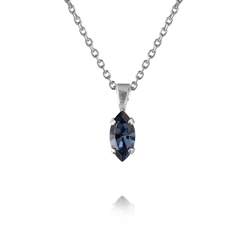 Caroline Svedbom - Petite Navette Necklace Rhodium Denim Blue