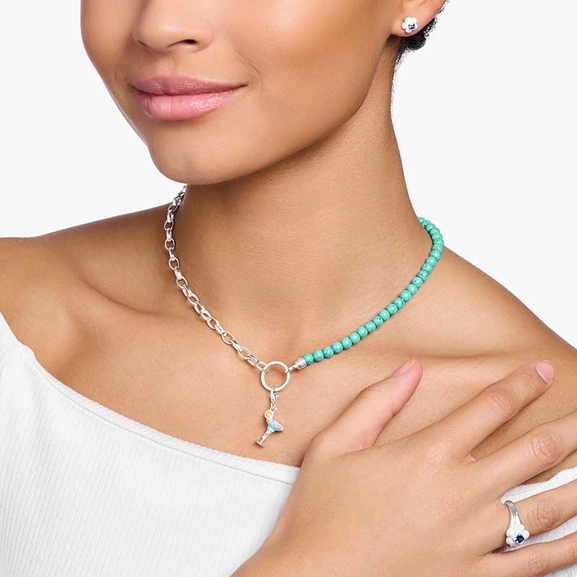 Charm-Kette mit türkisen Beads und Kettengliedern Silber von Thomas Sabo, Schneller Versand - Nordicspectra.de