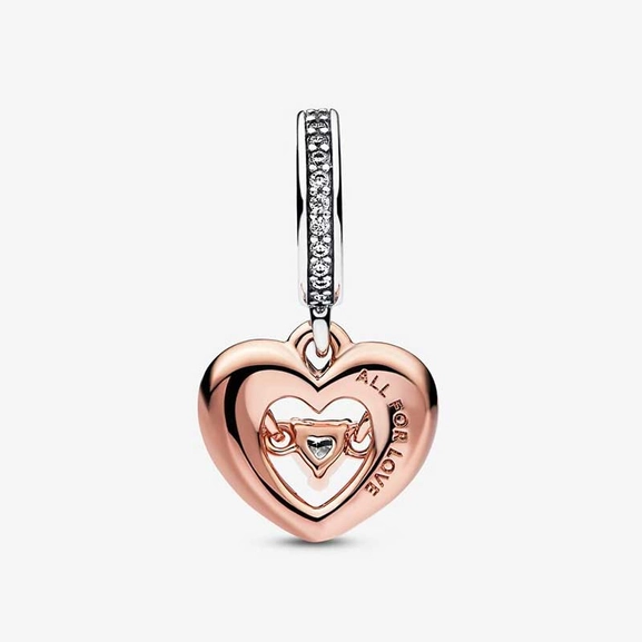 Two-tone Radiant Heart Dangle Charm - PANDORA - Suuri valikoima & ilmainen lahjapaketointi - Nordicspectra.fi