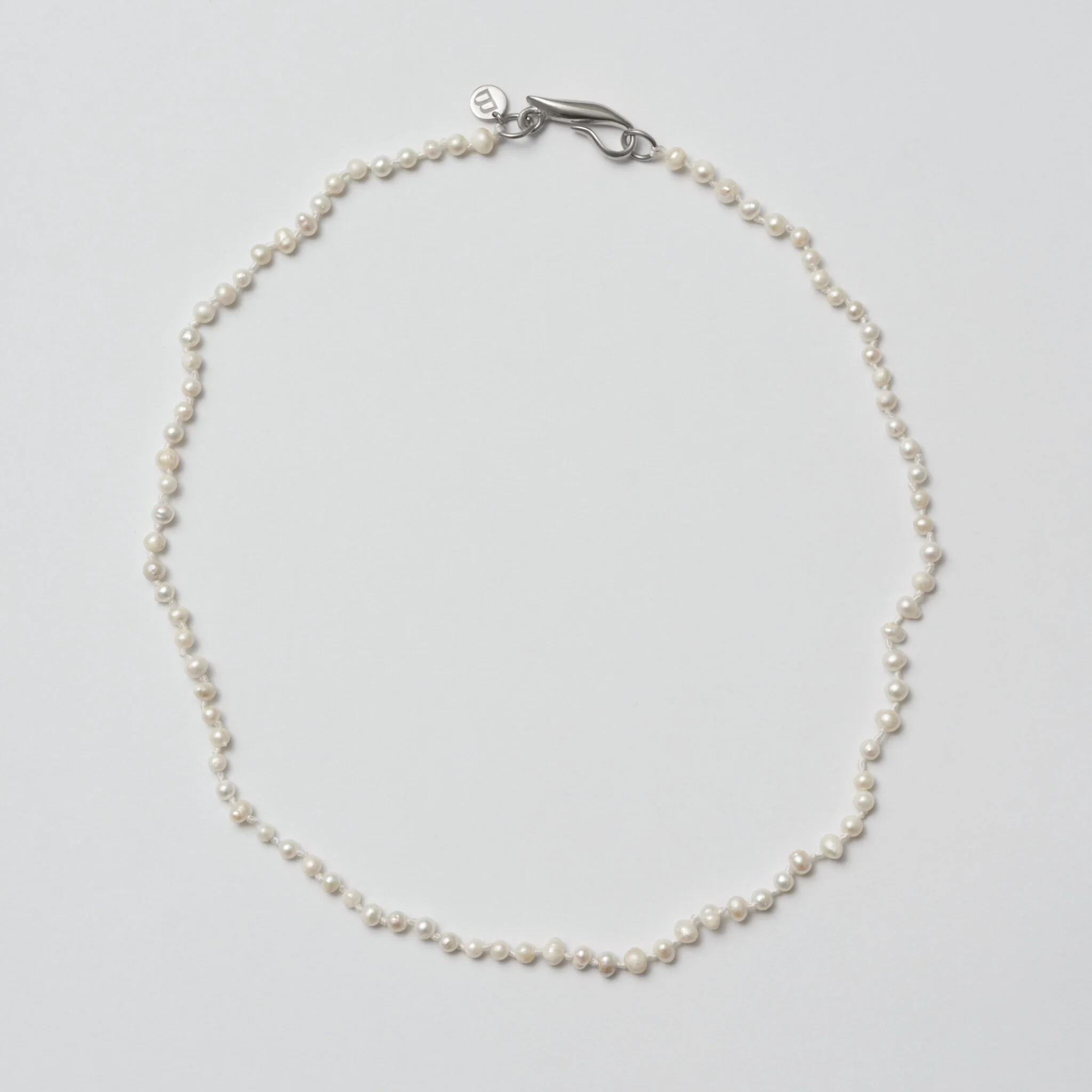 Blue Billie - Knitted Pearl Necklace Silver