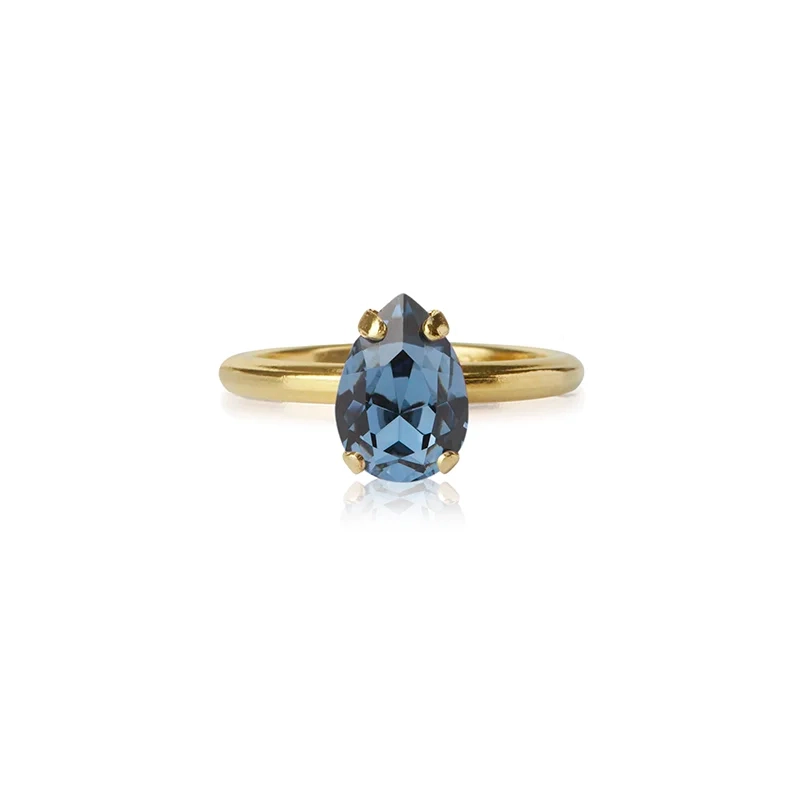 Caroline Svedbom - Petite Drop Ring Gold Denim Blue