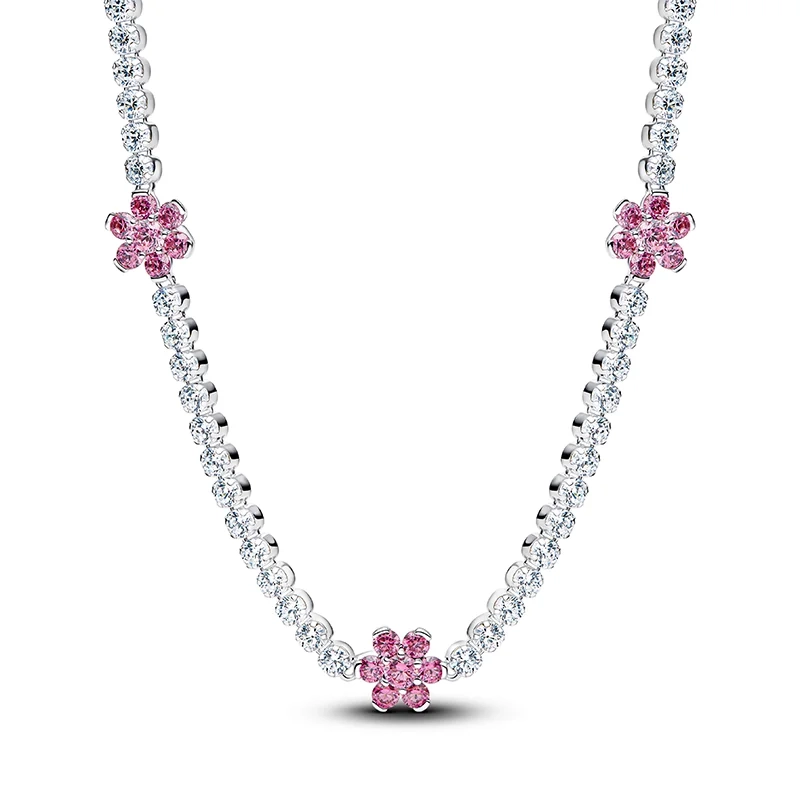 PANDORA - Rosa Blommor Tennishalsband