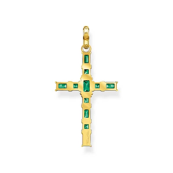 Pendant cross with green stones gold plated - Thomas Sabo - Suuri valikoima & ilmainen lahjapaketointi - Nordicspectra.fi