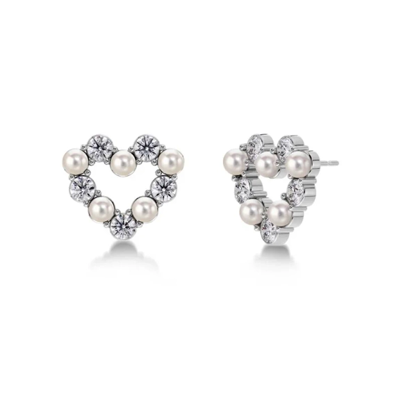 Affinity Pearl Heart Studs Steel - Edblad - Snabb leverans - Gratis paketinslagning