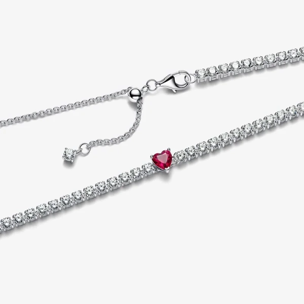 Hjärtformad Halo Chockerhalsband - PANDORA - 1-2 dagar leverans - Gratis paketinslagning