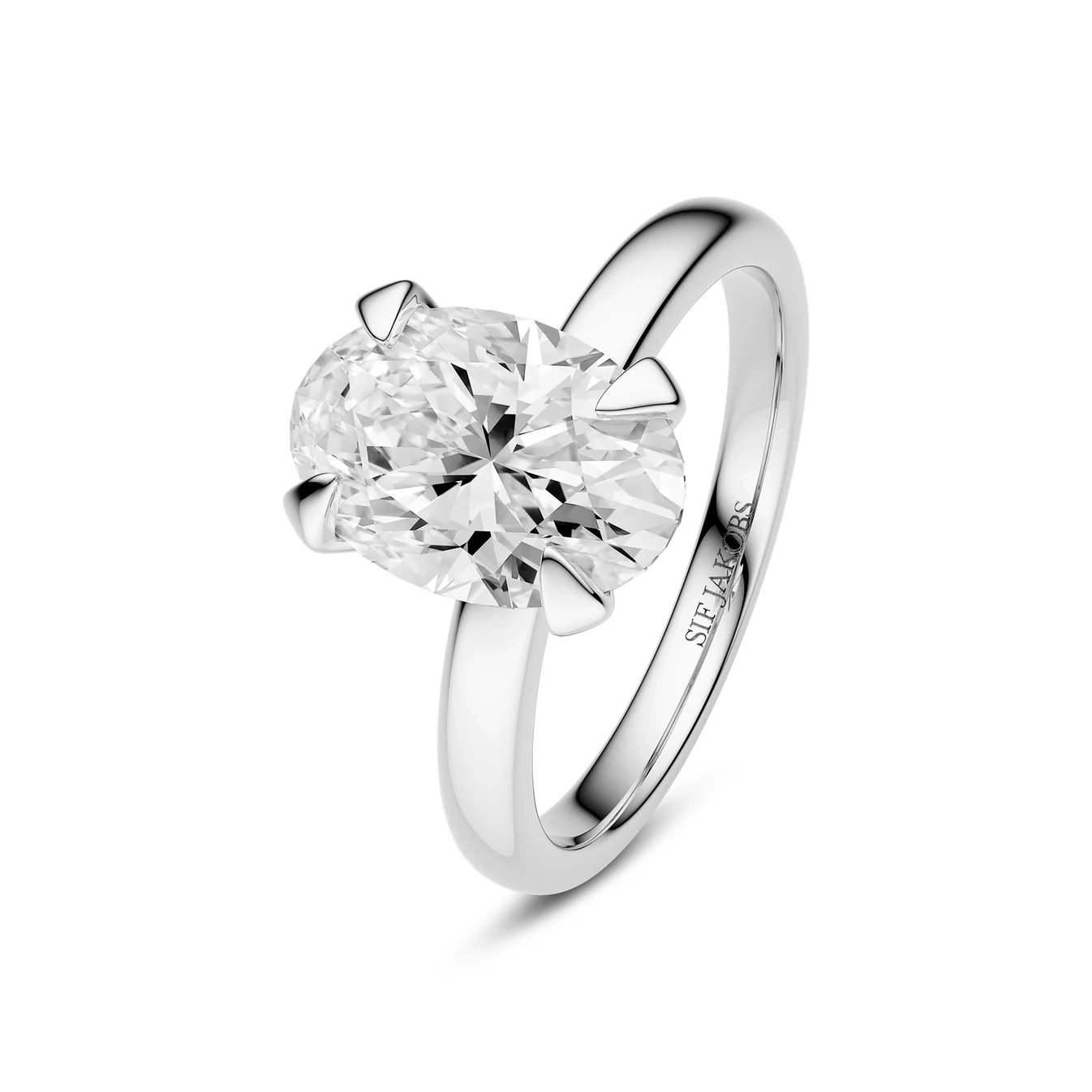 Grace Ovale Solitaire Ring 14K Vitguld 2.00 ct