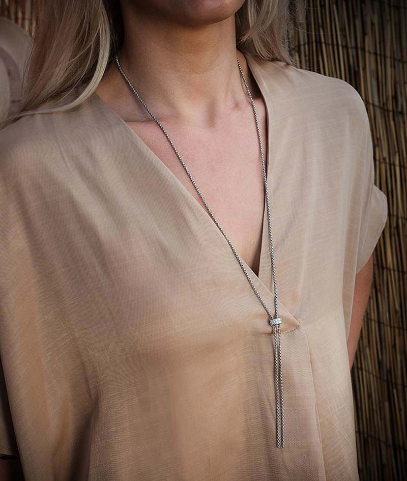 CLARISSA Långt Halsband Stål - Astrid & Agnes - Snabb frakt & paketinslagning - Nordicspectra.se