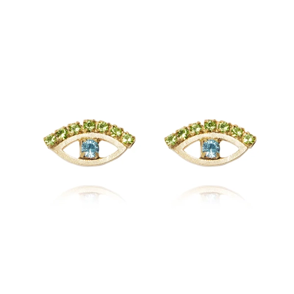 Petite Greek Eye Earrings Gold Green/Blue - Caroline Svedbom - Snabb frakt & paketinslagning - Nordic Spectra