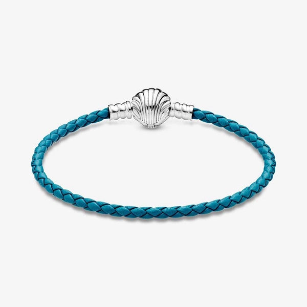 Flätat Turkost Läderarmband med Snäcklås - PANDORA - Snabb frakt & paketinslagning - Nordicspectra.se