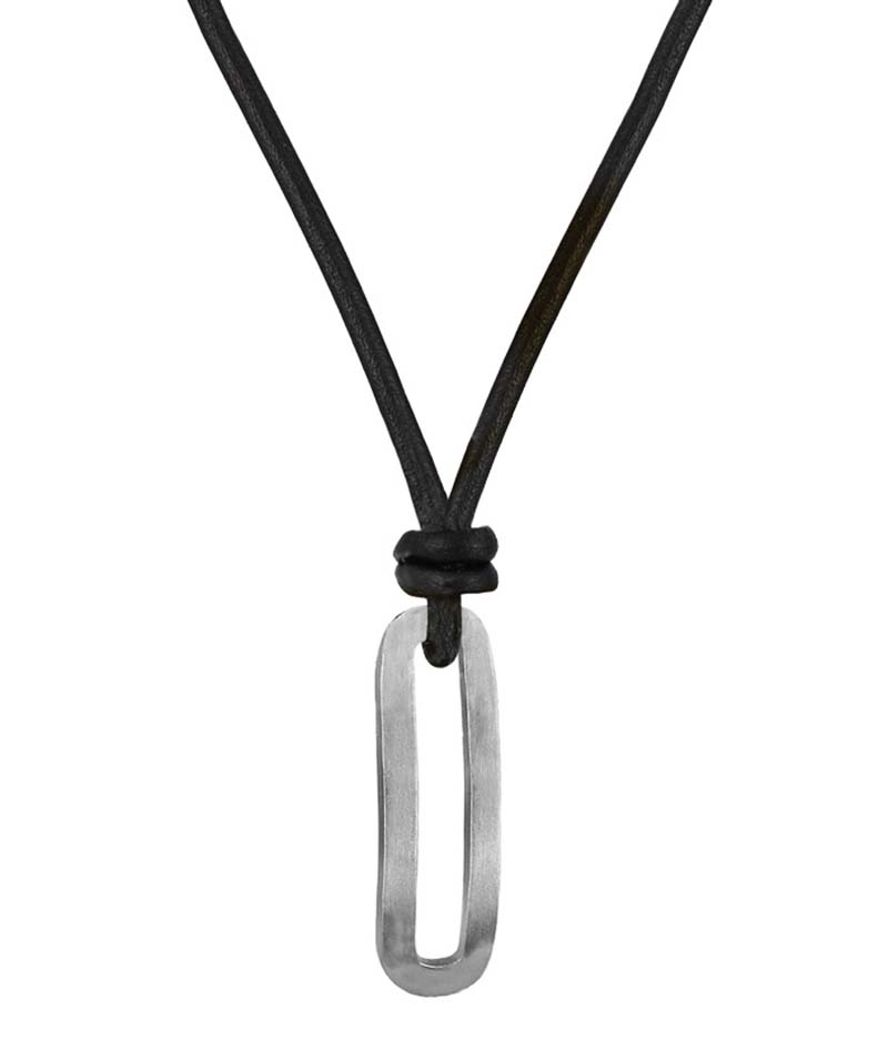 BENJAMIN Läder Halsband Stål - AROCK - Snabb frakt & paketinslagning - Nordicspectra.se