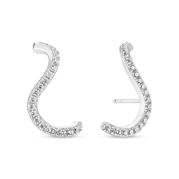 Ellera Waves Örhängen i silver med gnistrande Cubic Zirconia-stenar från Sif Jakobs Ellera-kollektion.