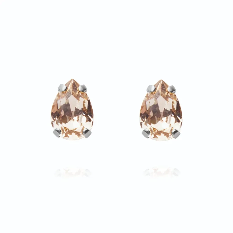 Caroline Svedbom - Petite Drop Stud Earrings Rhodium Light Silk