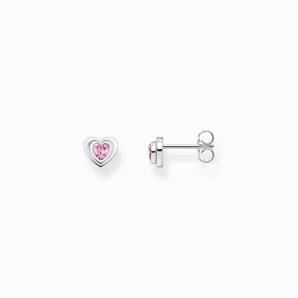 Silver blackened ear studs in heart-shape with pink zirconia - Thomas Sabo - Suuri valikoima & ilmainen lahjapaketointi - Nordic Spectra