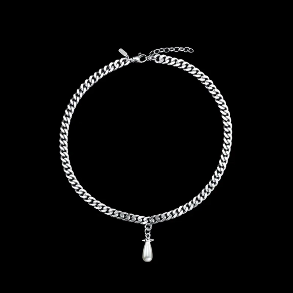 Chunky Chain Drop Pearl Necklace - Maria Nilsdotter - Schmuck im skandinavischen Design - Nordic Spectra