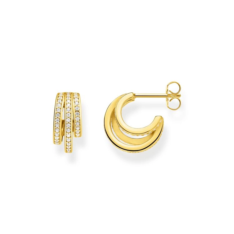 Thomas Sabo - Creolörhängen Tre Glittrande Rader Guld