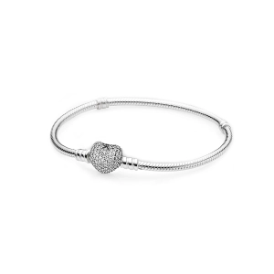 Pandora Moments Schlangen-Gliederarmband mit Funklendem Herz-Verschluss von PANDORA, Schneller Versand - Nordicspectra.de