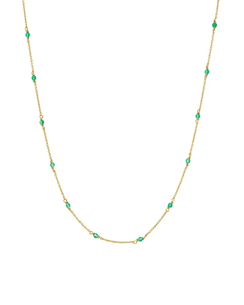 Santa Monica Necklace Gold med gröna onyx-stenar