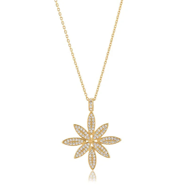 Carolina Gynning - Ellipse Flower Sparkling Halsband Guld