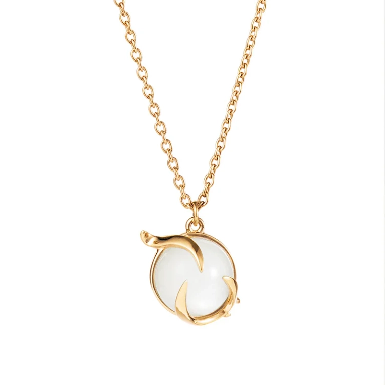 Frö Necklace i 18K guldpläterat silver med en skimrande månsten