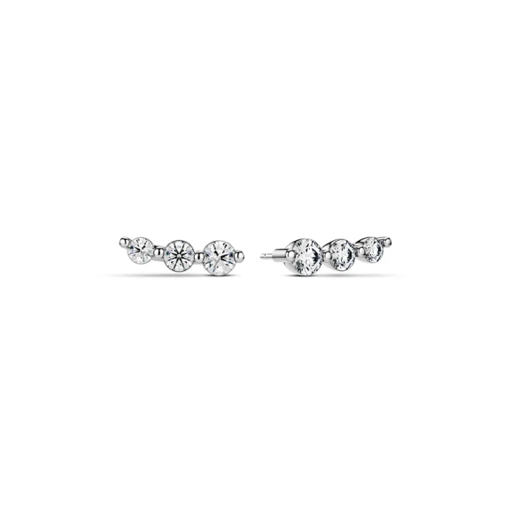 Tiara Piccolo Earrings i 14K vitguld med tre gnistrande syntetiska diamanter