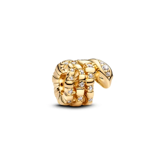 Belock Winding Serpent Lock Gold mit 28 fadengefassten Zirkonia und Perlenaugen. Chinesisches Tierkreiszeichen 2025