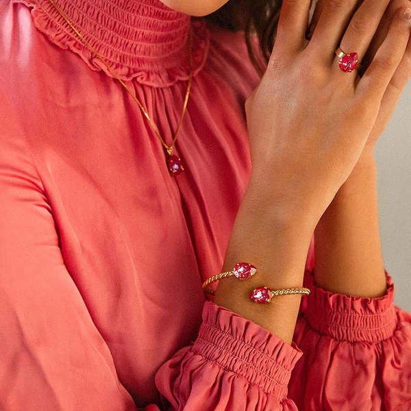 Mini Drop Bracelet Rhodium Royal Red Delite - Caroline Svedbom - Snabb frakt & paketinslagning - Nordicspectra.se