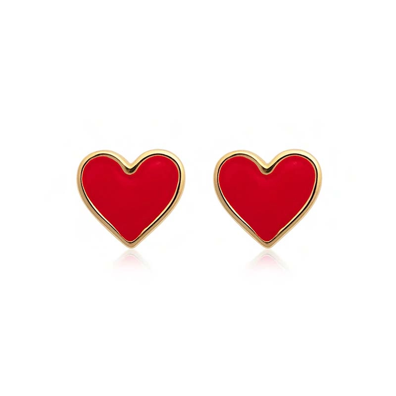 SOPHIE by SOPHIE – Enamel Heart Studs Gold