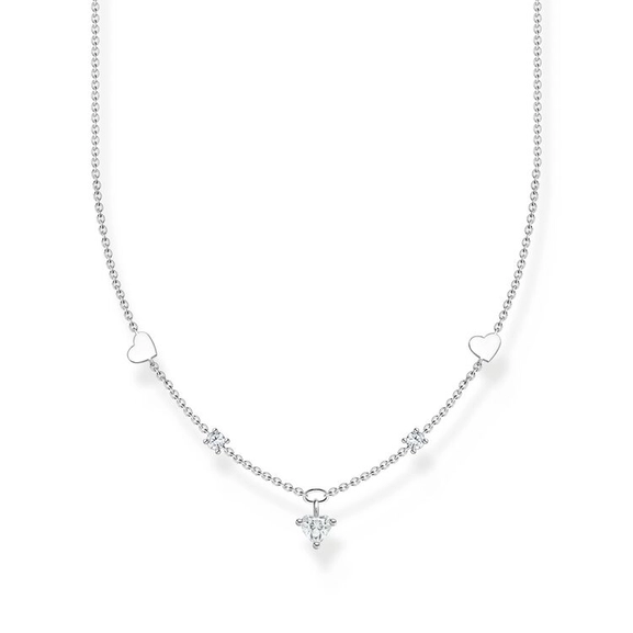 Kette Mit Herzen Und Weiße Steine Silber von Thomas Sabo, Schneller Versand - Nordicspectra.de