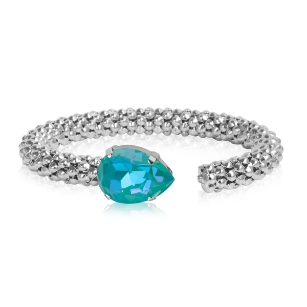 Classic Rope Bracelet i rhodiumpläterad mässing med justerbar längd och droppformad kristall