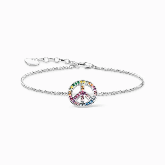 Armband mit Peace-Zeichen und bunten Steinen Silber geschwärzt - Thomas Sabo - Nordic Spectra