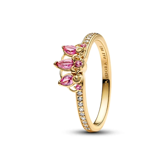 Disney Princess Rapunzel Tiara Ring Gold mit hellvioletten Steinen und Pavé-Details