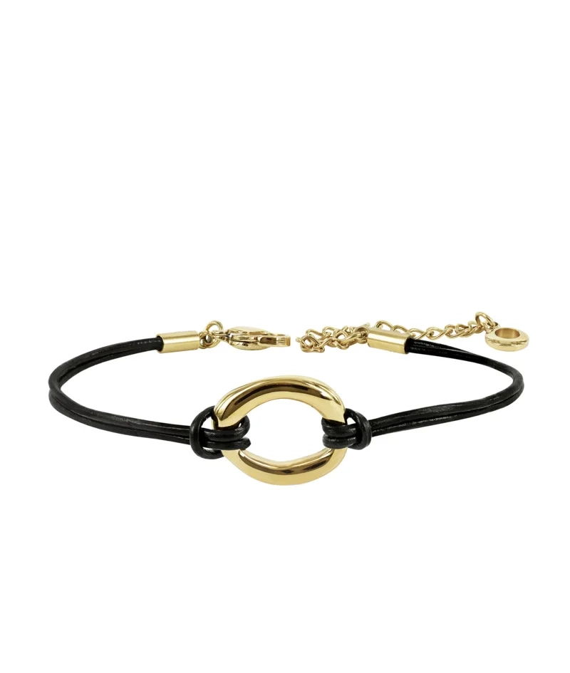 Astrid & Agnes - ANGELINA Leather Single Armband Guld