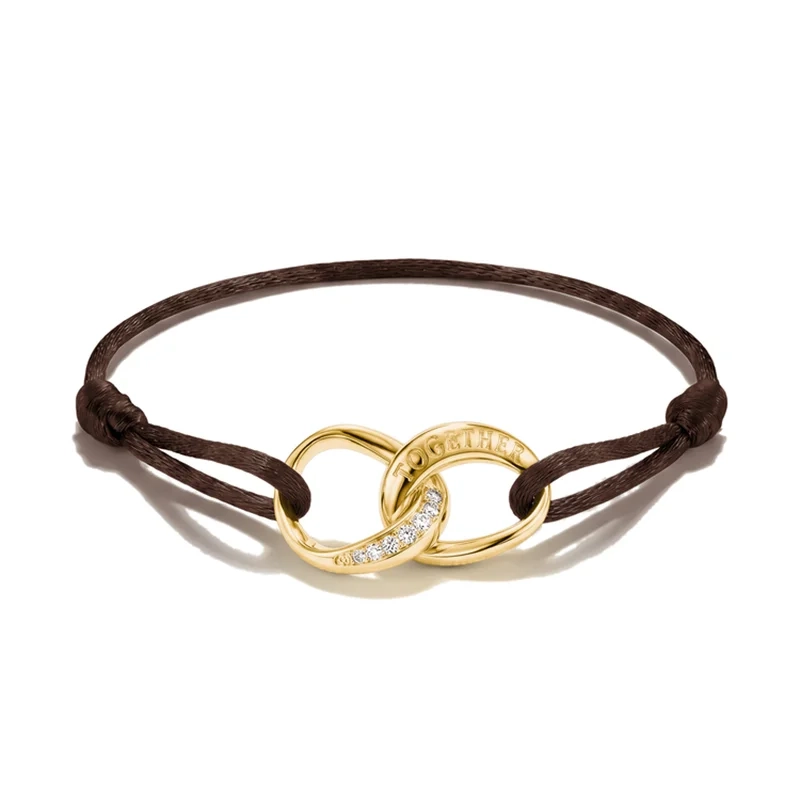 Thomas Sabo - Brunt Together Glittrande Textilarmband Guld