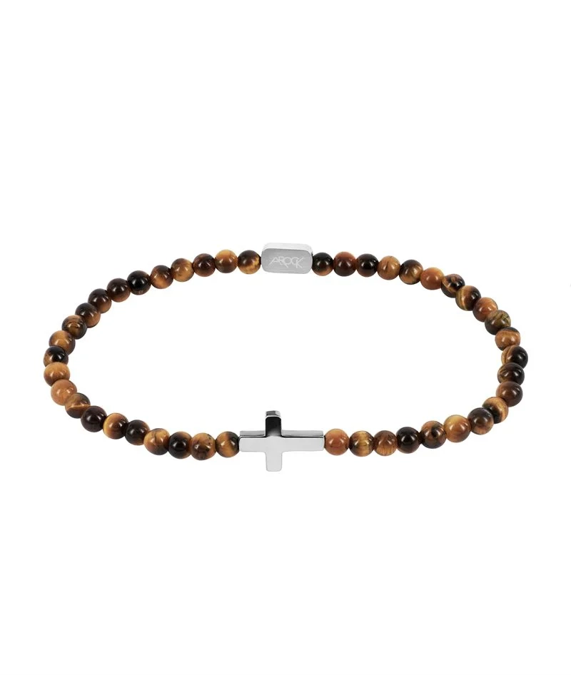 AROCK - CROSS Bead Armband Brun/Stål