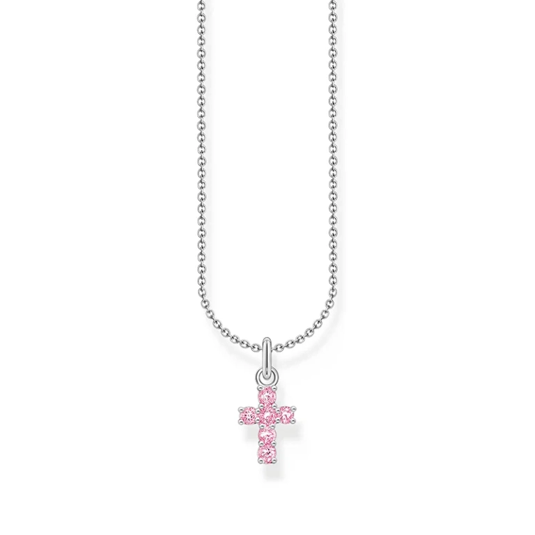 Halsband med Rosa Glittrande Kors - Thomas Sabo - Snabb leverans & paketinslagning - Nordic Spectra