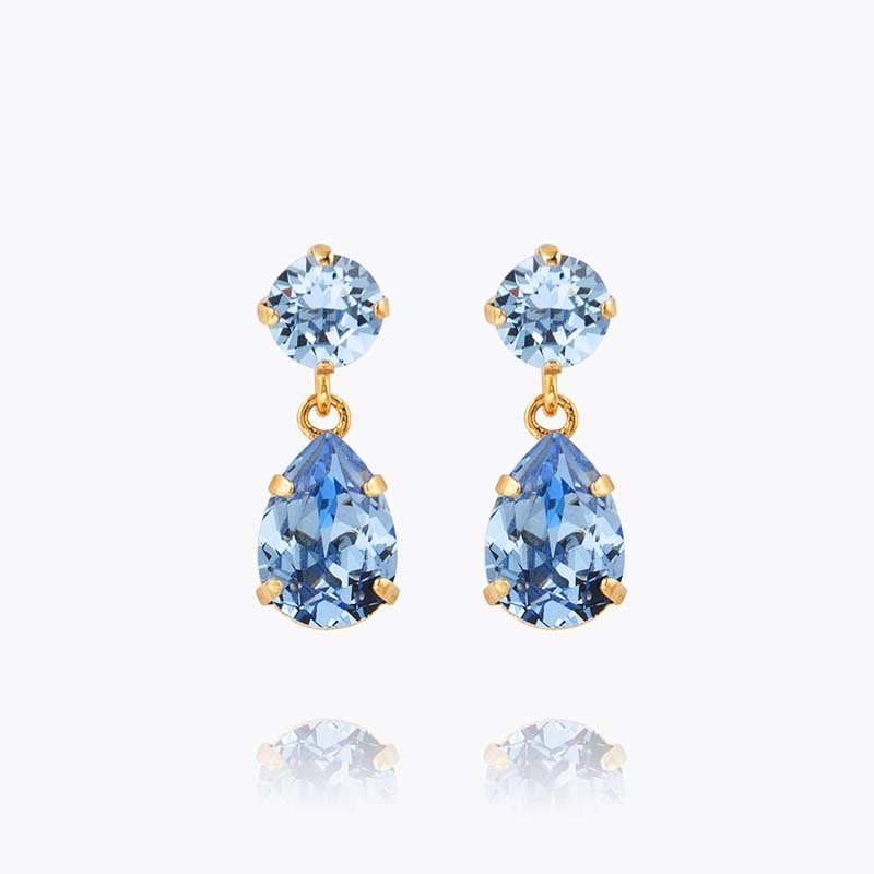 Caroline Svedbom – Mini Drop Earrings Gold Light Sapphire